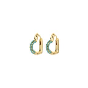 Mini Crystal Heart Hoop Oorbellen Blauw 82944TURQ
