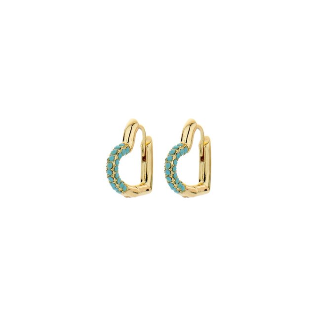 Mini Crystal Heart Hoop Oorbellen Blauw 82944TURQ