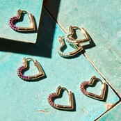 Mini Crystal Heart Hoop Oorbellen Roze 82944ROSE