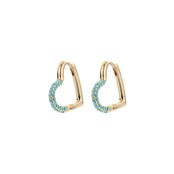 Crystal Heart Hoop Oorbellen Blauw 82945TURQ