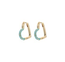Crystal Heart Hoop Oorbellen Blauw 82945TURQ