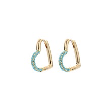Crystal Heart Hoop Oorbellen Blauw 82945TURQ