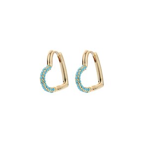 Crystal Heart Hoop Oorbellen Blauw 82945TURQ