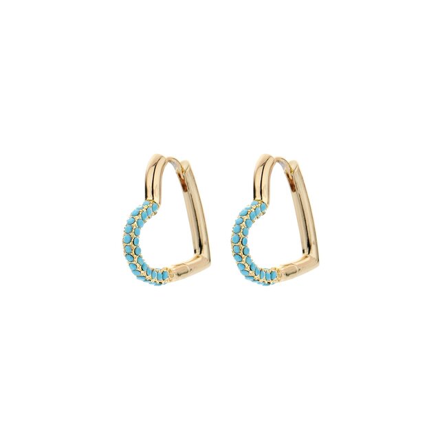 Crystal Heart Hoop Oorbellen Blauw 82945TURQ