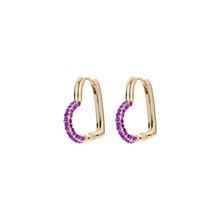 Crystal Heart Hoop Oorbellen Paars 82945PURP