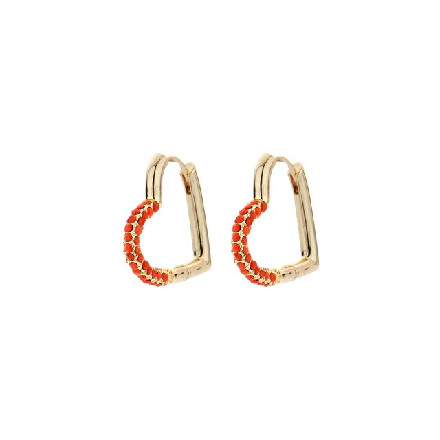 Crystal Heart Hoop Oorbellen Oranje 82945CORAL