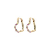 Crystal Heart Hoop Oorbellen Roze 82945ROSE
