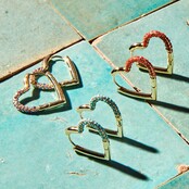 Crystal Heart Hoop Oorbellen Oranje 82945CORAL