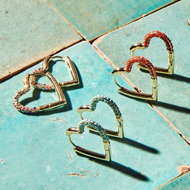 Crystal Heart Hoop Oorbellen Paars 82945PURP