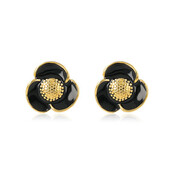 Stijlvolle zwarte bloem oorstekers - My Bendel