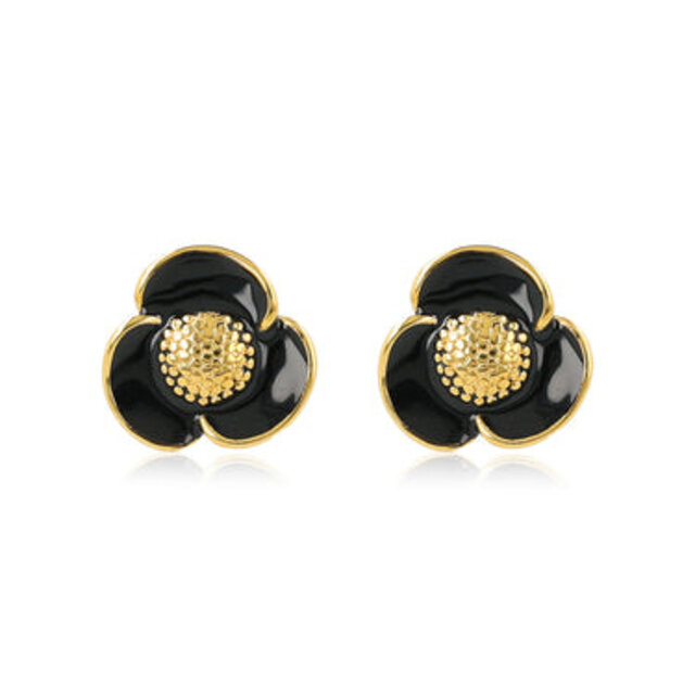 Stijlvolle zwarte bloem oorstekers - My Bendel