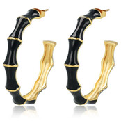 Gouden Hoops met Zwarte Bamboo Look Gouden Hoops met Zwarte Bamboo Look