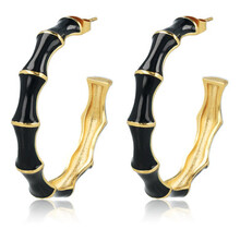Gouden Hoops met Zwarte Bamboo Look