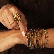 Elastische kralenarmband met Tiger Eye - My Bendel