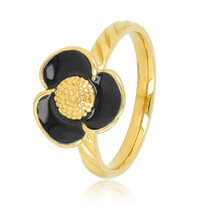 Luxe bloemenring zwart - stainless steel
