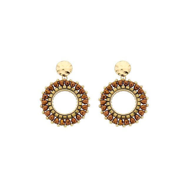 Ronde Bruine Facet Oorbellen 83641Mix03 Ronde Bruine Facet Oorbellen 83641Mix03