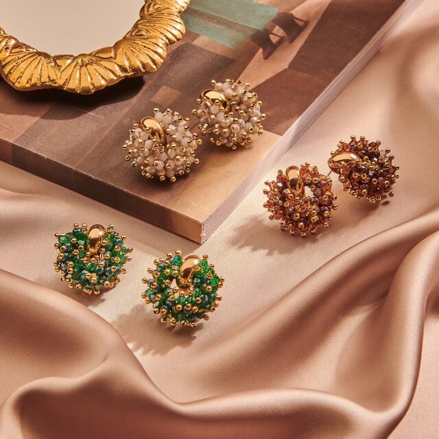 Bruine Facet Ronde Oorbellen 83645Mix02 Bruine Facet Ronde Oorbellen 83645Mix02