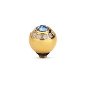 Twisted Ball CZ Steentje Jeans Blue Goud Twisted Ball CZ Steentje Jeans Blue Goud