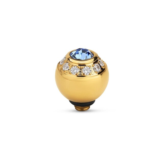 Twisted Ball CZ Steentje Jeans Blue Goud Twisted Ball CZ Steentje Jeans Blue Goud