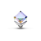 Twisted Cube Steentje Crystal AB Zilver Twisted Cube Steentje Crystal AB Zilver