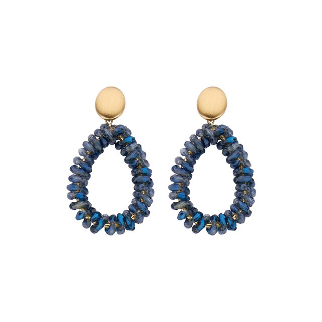 Glam Druppel Facet Blauw Oorbellen 83769Mix04 Glam Druppel Facet Blauw Oorbellen 83769Mix04