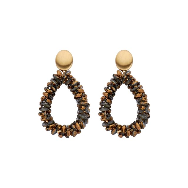 Glam Druppel Facet Bruin Oorbellen 83769Mix08 Glam Druppel Facet Bruin Oorbellen 83769Mix08