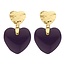 Biba Purple Heart Statement Oorbellen 83871Mix04