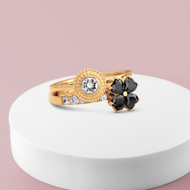 Twisted Snowy Glow Ringen Set