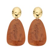 Cognac Bruine Statement Oorbellen 83909Mix03