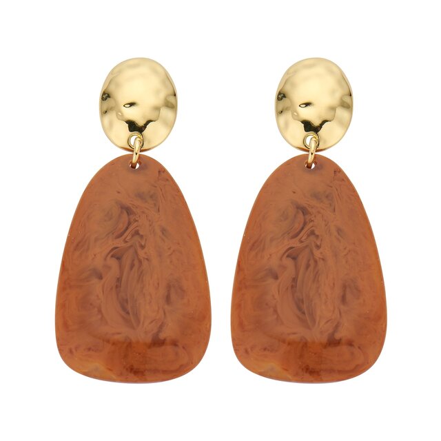 Cognac Bruine Statement Oorbellen 83909Mix03