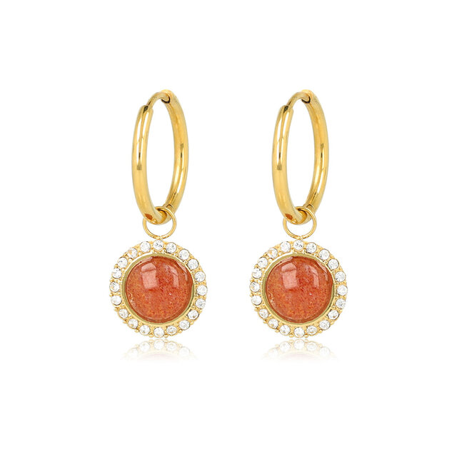 Berry Quartz Oorbellen – Goudkleurig & Glamorous