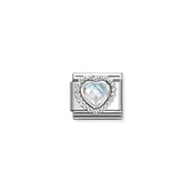 Nomination Link - 330606-010 - Classic CL FACETED STONES - Heart with Dots rich Setting White