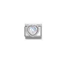 Nomination Link - 330606-010 - Classic CL FACETED STONES - Heart with Dots rich Setting White