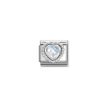 Nomination Link - 330606-010 - Classic CL FACETED STONES - Heart with Dots rich Setting White