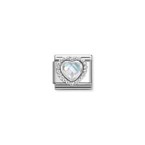 Nomination Link - 330606-010 - Classic CL FACETED STONES - Heart with Dots rich Setting White
