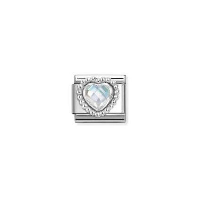 Nomination Link - 330606-010 - Classic CL FACETED STONES - Heart with Dots rich Setting White