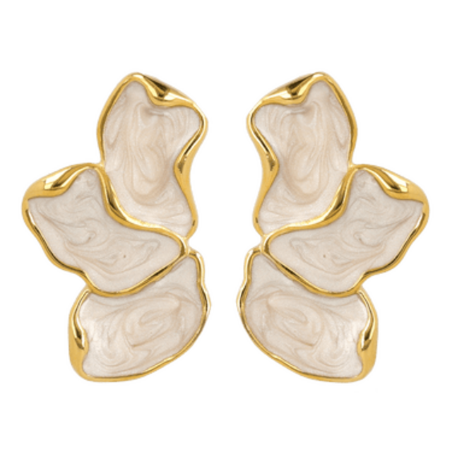 My Bendel statement oorbellen goud & Mother of Pearl – stainless steel