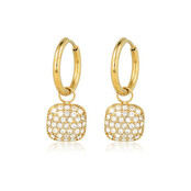 Gouden oorringen met vierkante zirkonia hanger