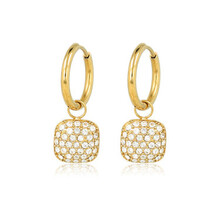 Gouden oorringen met vierkante zirkonia hanger