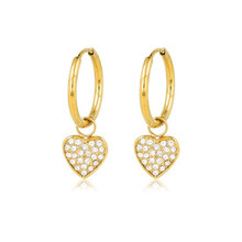 Gouden Oorringen met zirkonia hartjes - My Bendel