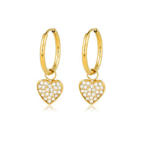 Gouden Oorringen met zirkonia hartjes - My Bendel