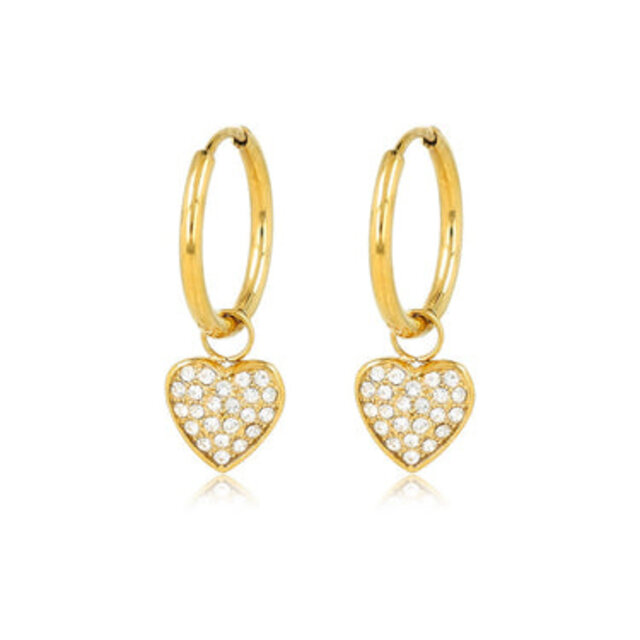 Gouden Oorringen met zirkonia hartjes - My Bendel
