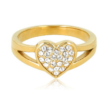 Gouden ring met zirkonia hart - My Bendel