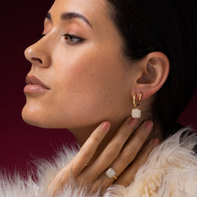 Gouden ring met zirkonia steentjes - My Bendel