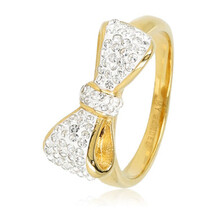 Gouden ring met strik - Zirkonia