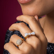 Gouden ring met strik - Zirkonia