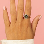 Groene glassteen ring met zirkonia - My Bendel