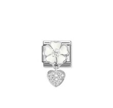 Nomination Link - 331814-04- Classic CHARMS - White Flower with Heart