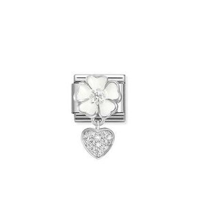 Nomination Link - 331814-04- Classic CHARMS - White Flower with Heart