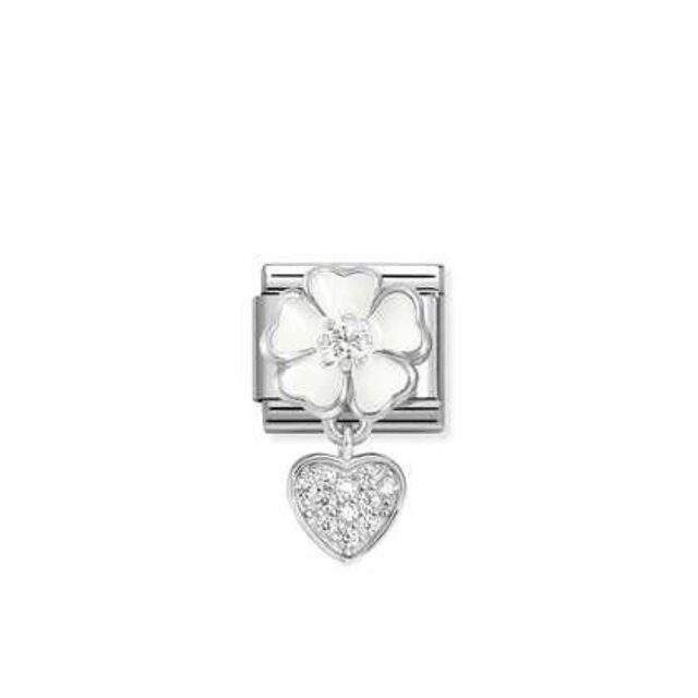 Nomination Link - 331814-04- Classic CHARMS - White Flower with Heart